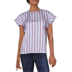 Kule Alix Blue Striped Woven Top Blouse Sz M